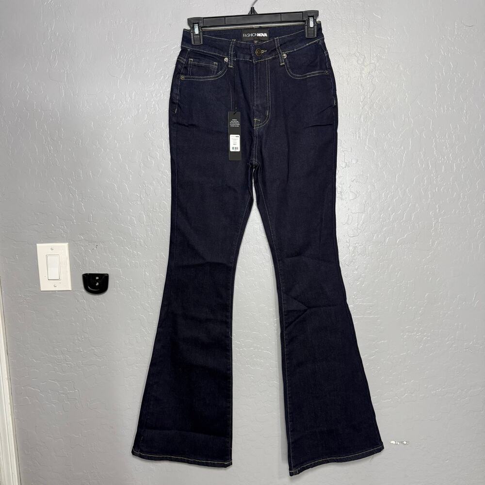 Fashion Nova Milana Sculpting Stretch Flare Jeans Dark Wash Size 7